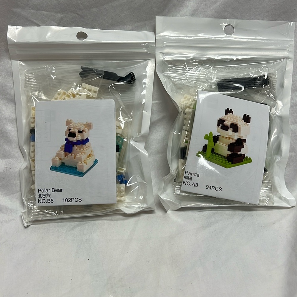 Panda and polar bear mini building block set